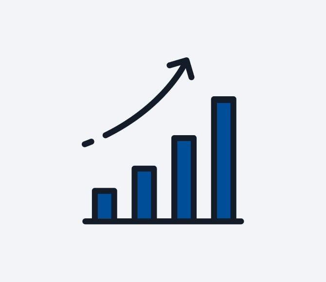 右肩上がりの棒グラフ
